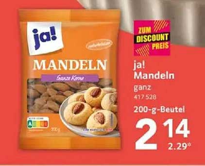 ja! Mandeln ganz 200-g-Beutel