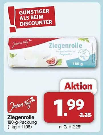 Jeden Tag Ziegenrolle 180-g-Packung
