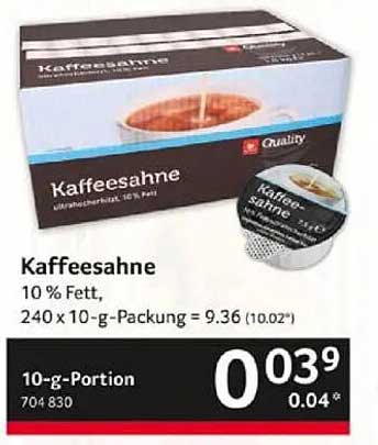 Kaffeesahne 10 % Fett