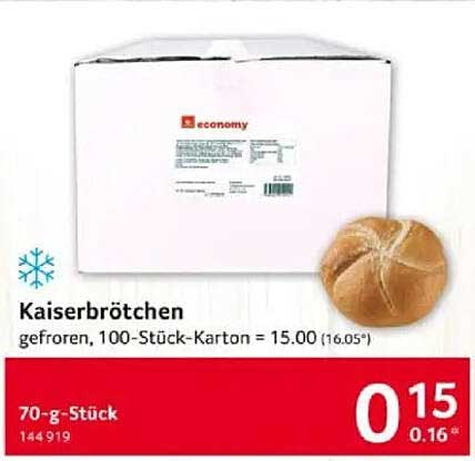 Kaiserbrötchen gefroren, 100-Stück-Karton