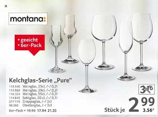 Kelchglas-Serie „Pure“ 6er-Pack von Montana