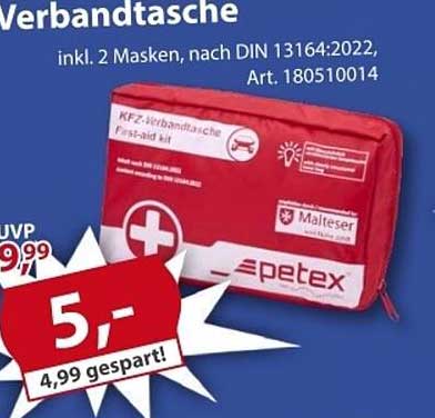 KFZ-Verbandstasche inkl. 2 Masken nach DIN 13164:2022, Art. 180510014