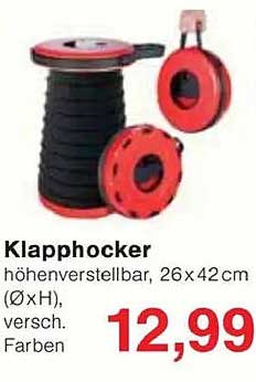 Klapphocker höhenverstellbar, 26x42cm (ØxH), verschiedene Farben