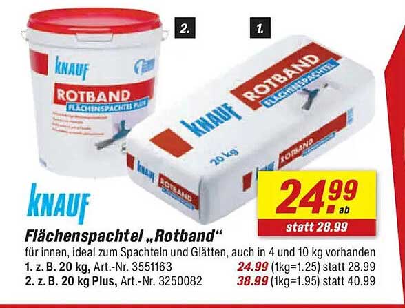 Knauf Flächen-Spachtel "Rotband" 20 kg