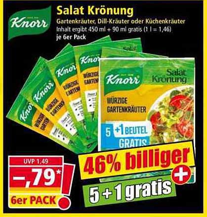 Knorr Salat Krönung – Gartenkräuter, Dill-Kräuter oder Küchenkräuter – 6er Pack
