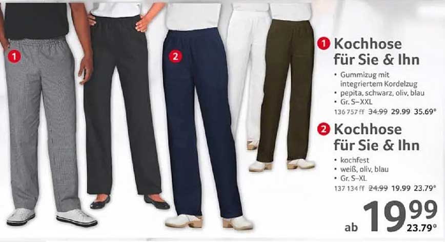 Kochhose für Sie & Ihn - Gummizug mit integriertem Kordelzug