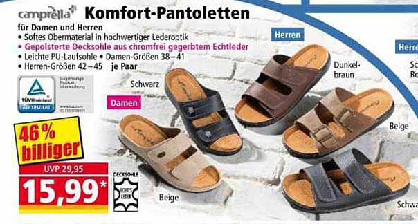 Komfort-Pantoletten für Damen und Herren