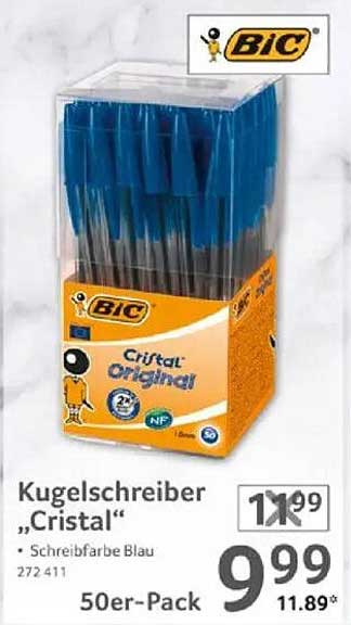 Kugelschreiber „Cristal“ von BIC – 50er-Pack