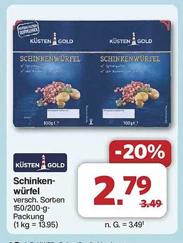 Küsten Gold Schinkenwürfel - Verschiedene Sorten 150/200 g-Packung