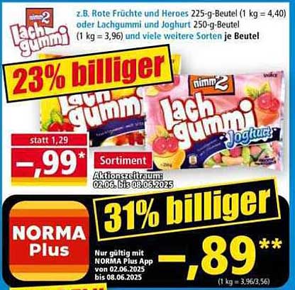 Lachgummi sortiert 225 g Beutel - jetzt nur 0,89 €
