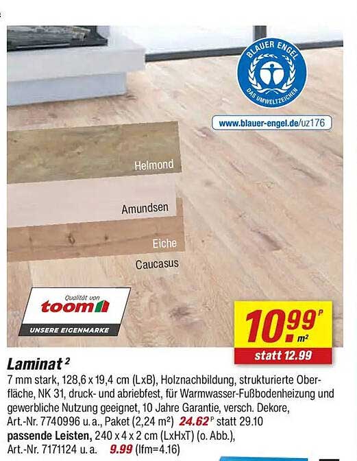Laminat 7 mm stark - Angebot von toom Baumarkt