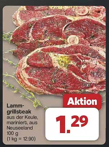 Lammgrillsteak aus der Keule, mariniert, aus Neuseeland