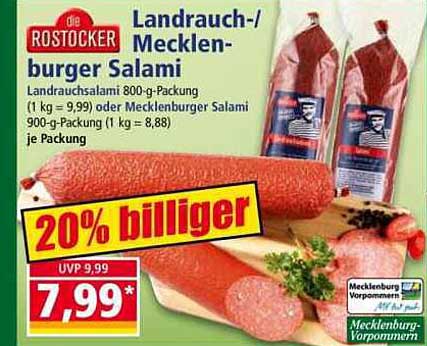 Landrauch-/Mecklenburger Salami 800-g-Packung