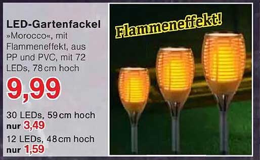 LED-Gartenfackel »Morocco«, mit Flammeneffekt, aus PP und PVC, mit 72 LEDs, 78 cm hoch