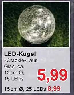 LED-Kugel »Crackle«, aus Glas, ca. 12 cm Ø, 15 LEDs