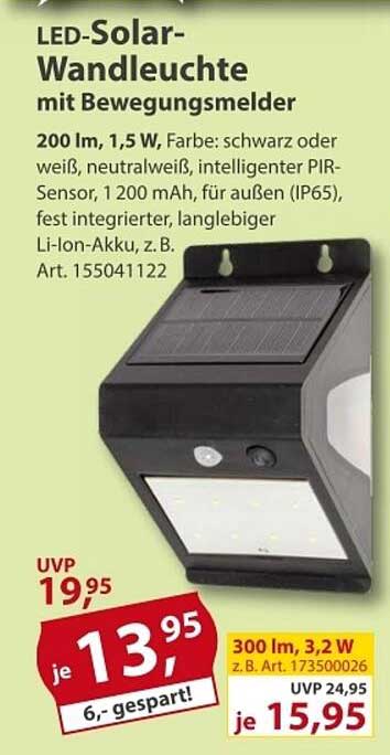LED-Solar-Wandleuchte mit Bewegungsmelder