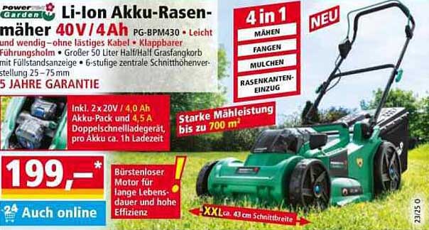 Li-Ion Akku-Rasenmäher 40V/4Ah PG-BPM430