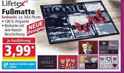 Lifetex Fußmatte - Druckdesigns in verschiedenen Ausführungen