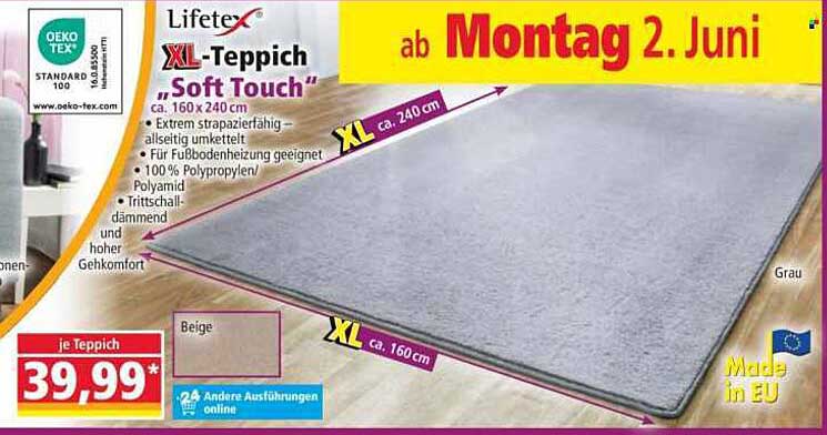 Lifetex XL-Teppich 'Soft Touch' 160 x 240 cm