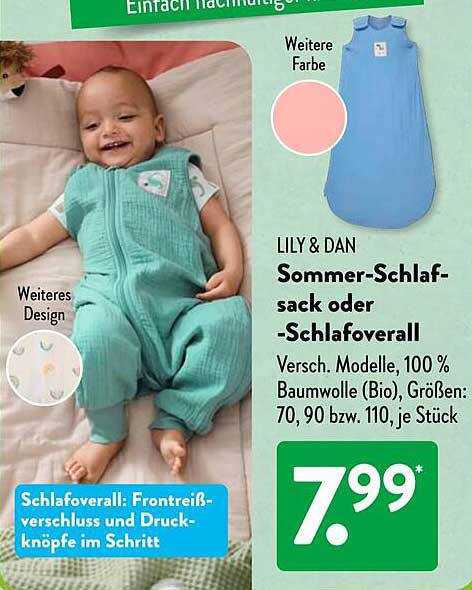 LILY & DAN Sommer-Schlafsack oder -Schlafoverall