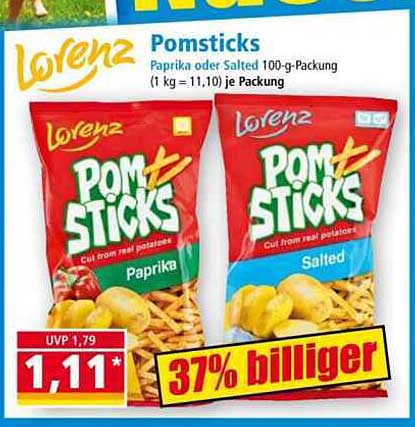 Lorenz Pomsticks - Paprika oder Salted 100-g-Packung