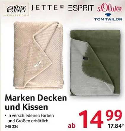 Marken Decken und Kissen von schöner wohnen, JETTE, ESPRIT, s.Oliver und Tom Tailor