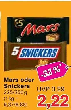 Mars oder Snickers 225/250g