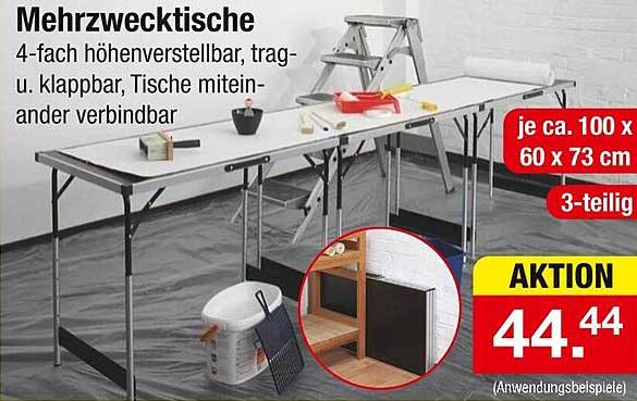 Mehrzwecktische 4-fach höhenverstellbar, tragbar, klappbar, 3-teilig