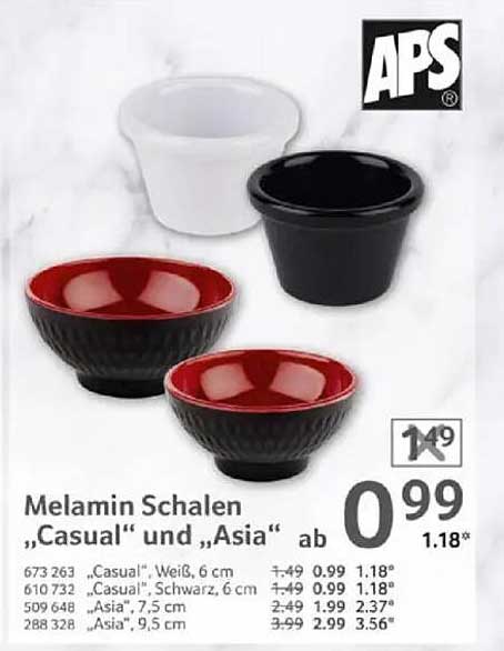 Melamin Schalen "Casual" und "Asia" ab 0,99€