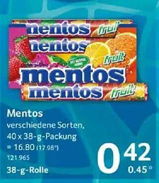 Mentos verschiedene Sorten, 40 x 38-g-Packung