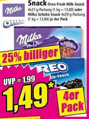 Milka Snack Oreo Fresh Milk-Snack 4er Pack