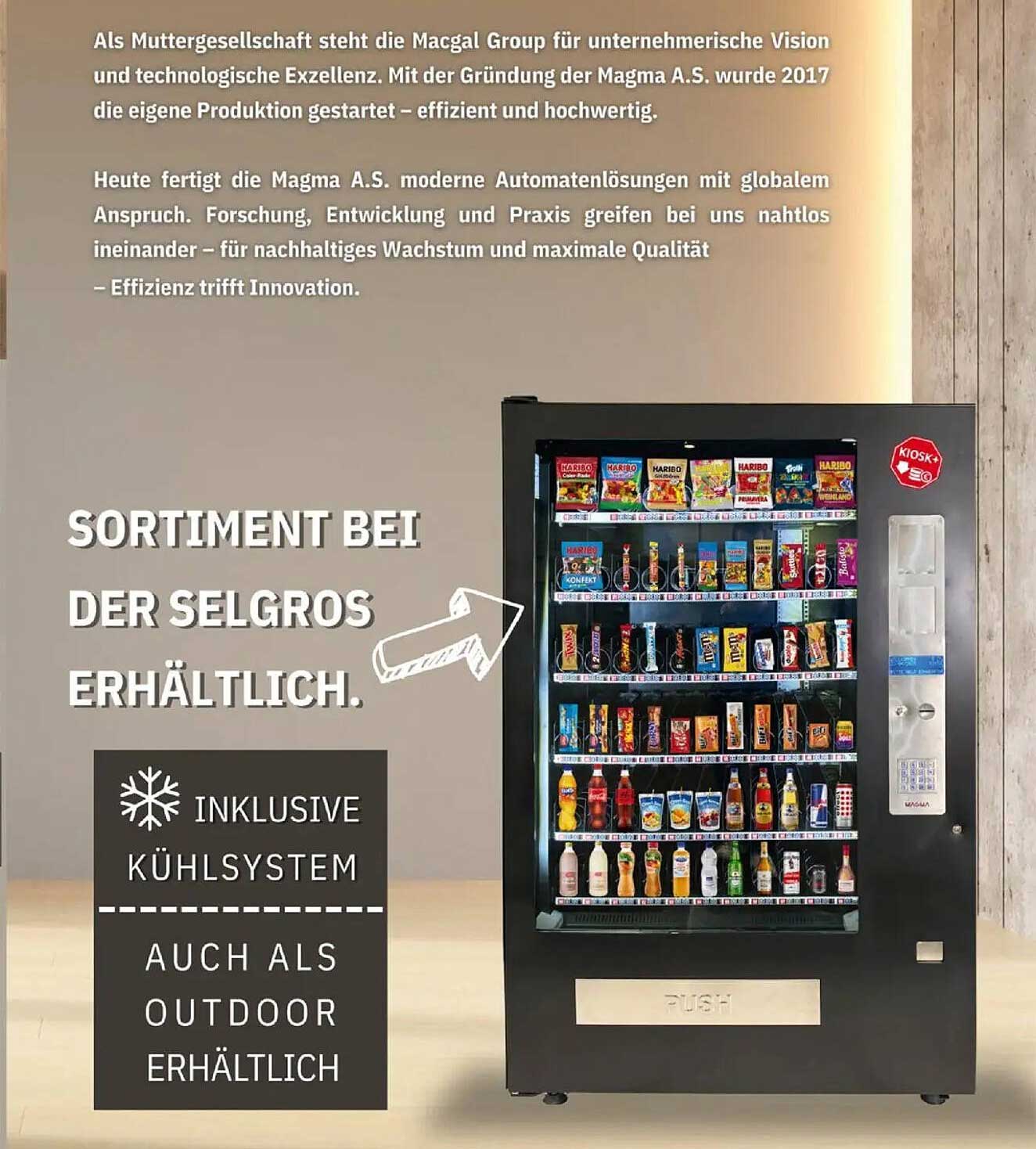 Modernes Snack- und Getränkeautomat mit Kühlsystem