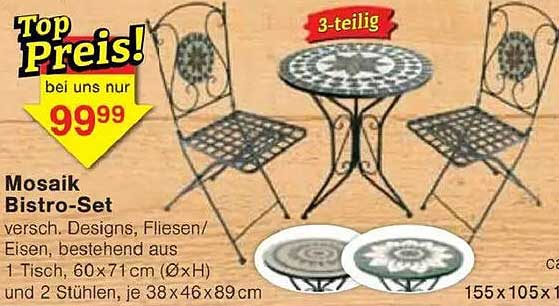 Mosaik Bistro-Set 3-teilig