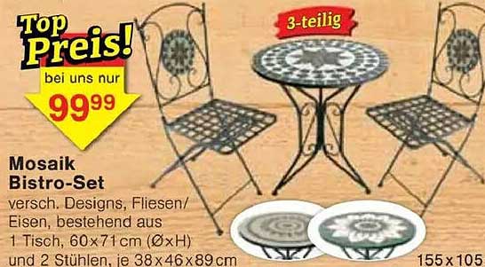 Mosaik Bistro-Set 3-teilig