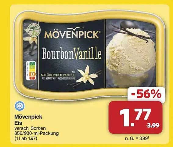 Mövenpick Bourbon Vanille Eis 850/900-ml-Packung