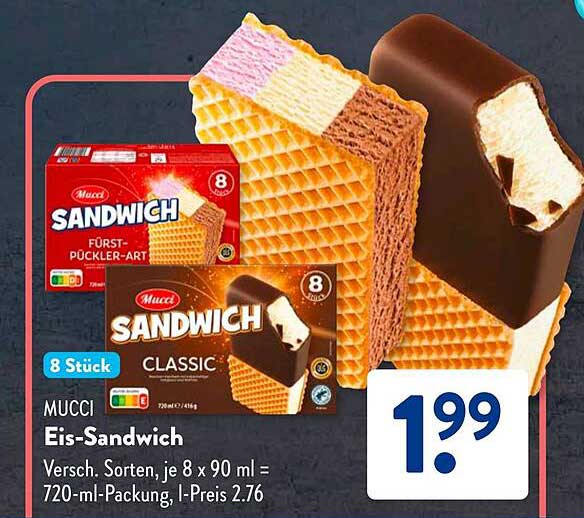 MUCCI Eis-Sandwich, 8 Stück