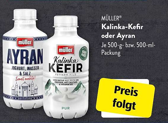 MÜLLER® Kalinka-Kefir oder Ayran 500-g bzw. 500-ml-Packung