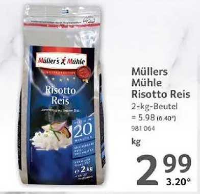 Müllers Mühle Risotto Reis 2-kg-Beutel