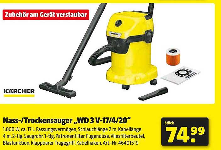 Nass-/Trockensauger „WD 3 V-17/4/20“