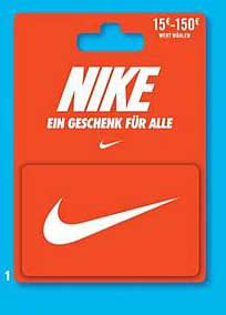 Nike Geschenkkarte 15€ - 150€