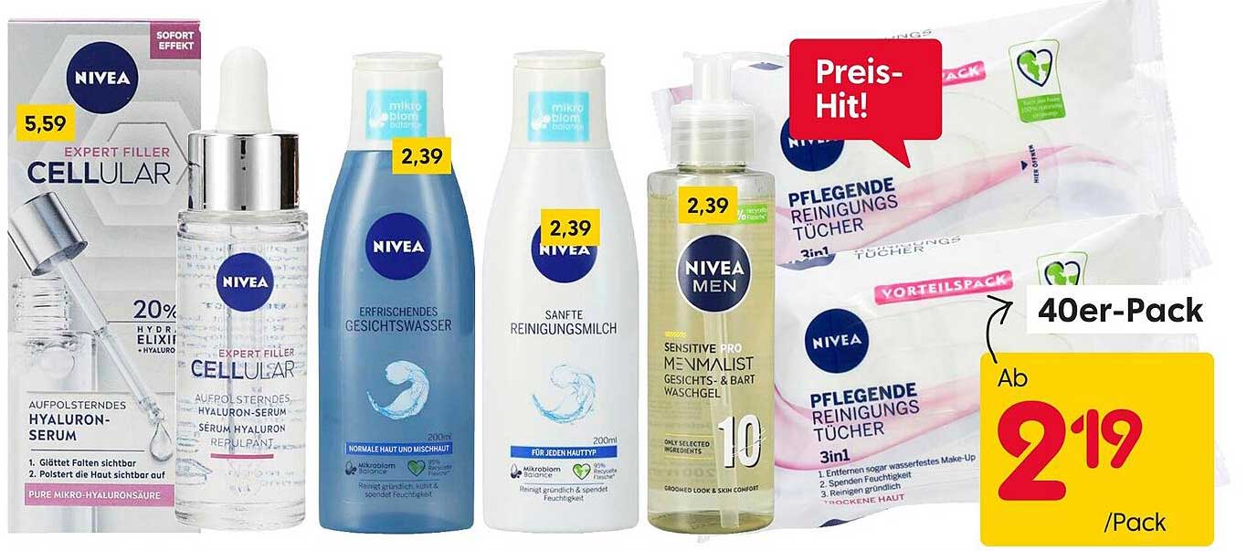 NIVEA Pflege-Set: Expert Filler Hyaluron-Serum und Reinigungstücher
