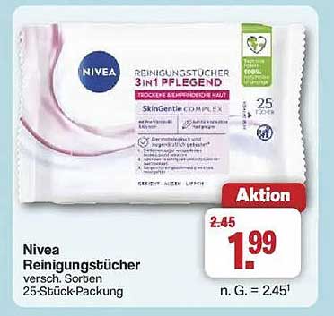 Nivea Reinigungstücher 3-in-1 pflegend - 25 Stück Packung