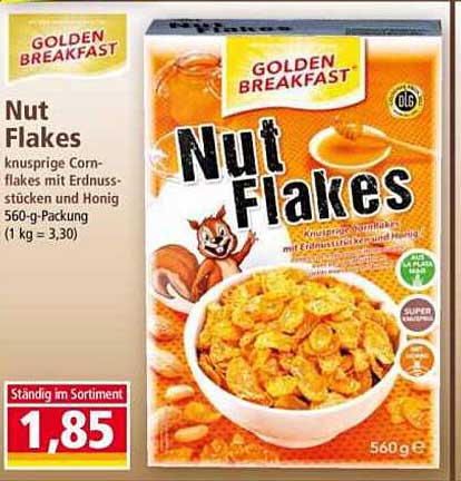 Nut Flakes - Knusprige Cornflakes mit Erdnussstücken und Honig