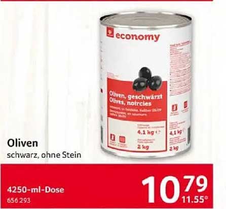 Oliven schwarz, ohne Stein 4250-ml-Dose