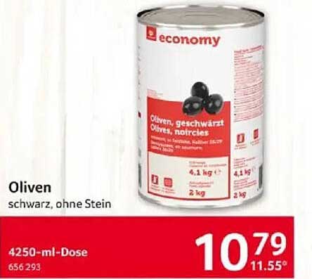 Oliven schwarz, ohne Stein - economy 2 kg Dose
