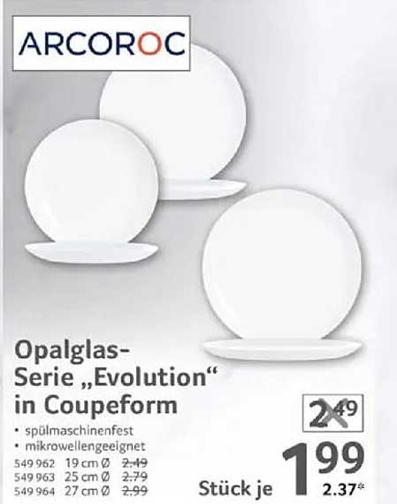 Opalglas-Serie „Evolution“ in Coupeform von ARCOROC