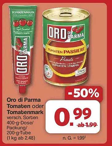 Oro di Parma Tomaten oder Tomatenmark - 50% Rabatt!