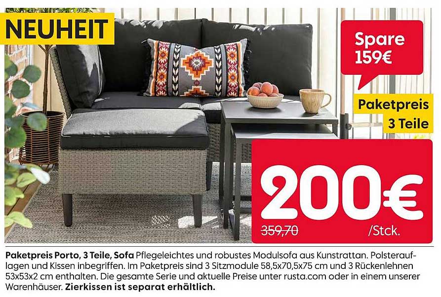 Paketepreis Porto, 3 Teile, Sofa