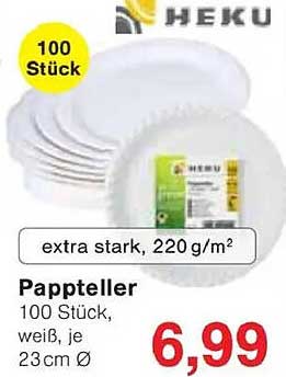 Pappteller, 100 Stück, extra stark, 23 cm Ø