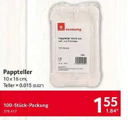 Pappteller 100 Stück-Packung (10 x 16 cm)